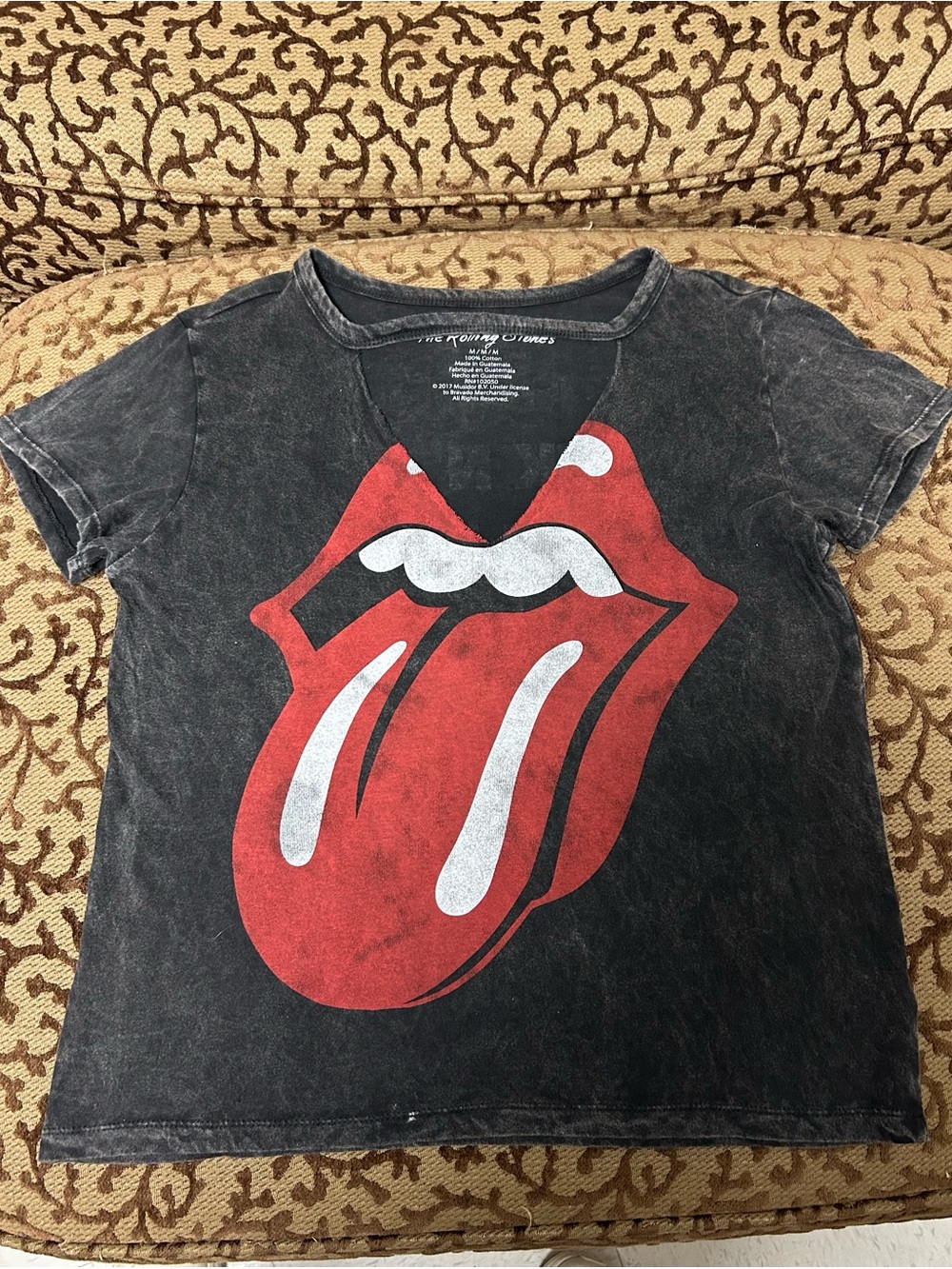Rolling Stones Tongue Logo Acid Wash Graphic Band Tee Medium